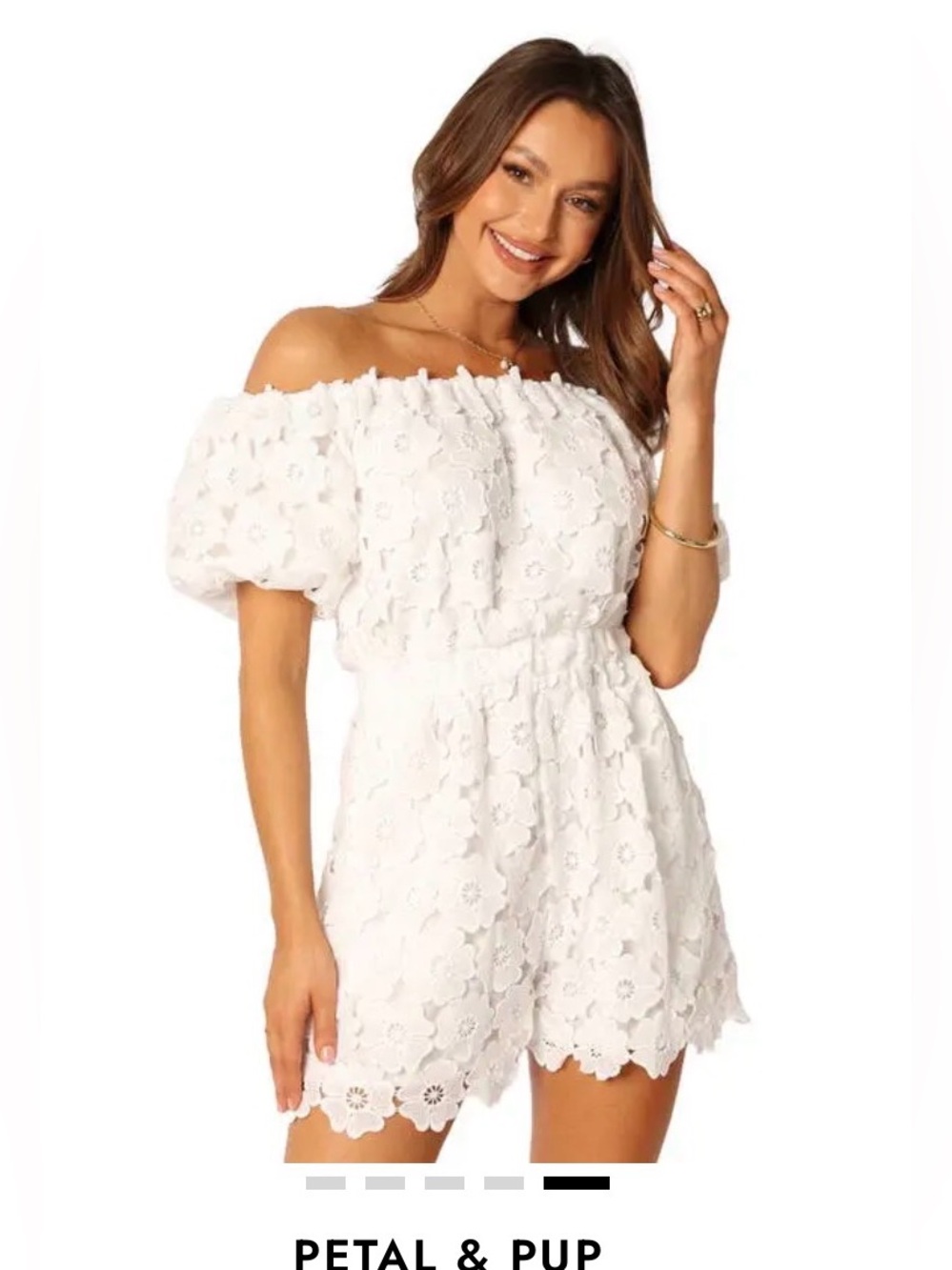 PETAL & PUP Lilly Off The Shoulder Lace Romper NWT Large